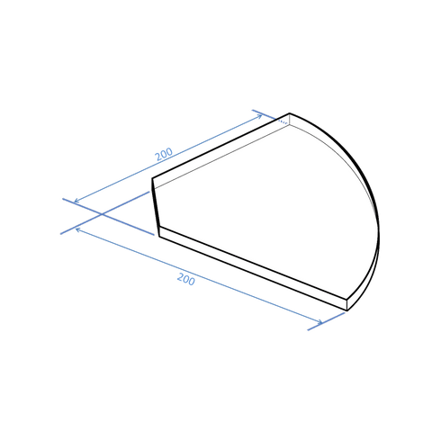 GLASS SHELF 10MM CLEAR TOUGHENED TRIANGLE 200 X 200