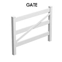 3 Rail gate, single gate, White PVC Hampton Gate  1800mm wide, flat pack, 7 Year Warranty