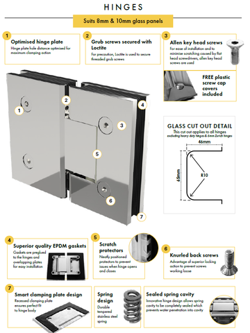 Glass to Glass Frameless Shower Screen Door Hinge - Brushed Brass / Satin Gold