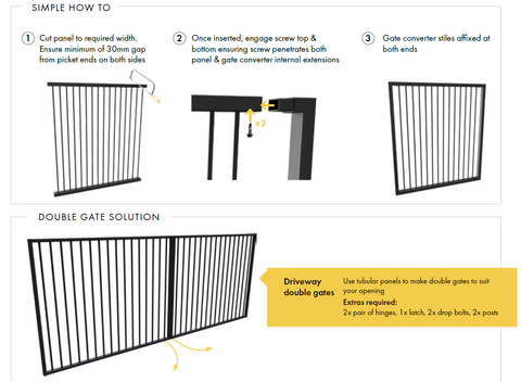 Aluminium Pool Gate converters Black powder coated aluminium PACK OF 2