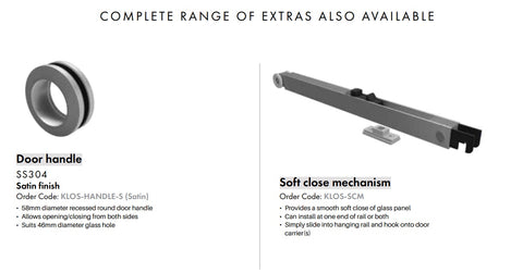 KLOS Sliding Internal Glass Door Hardware Kit,