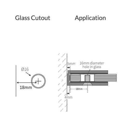 MICRO U BRACKET GLASS TO WALL MECHANICAL FIXING 90 DEGREE - Chrome