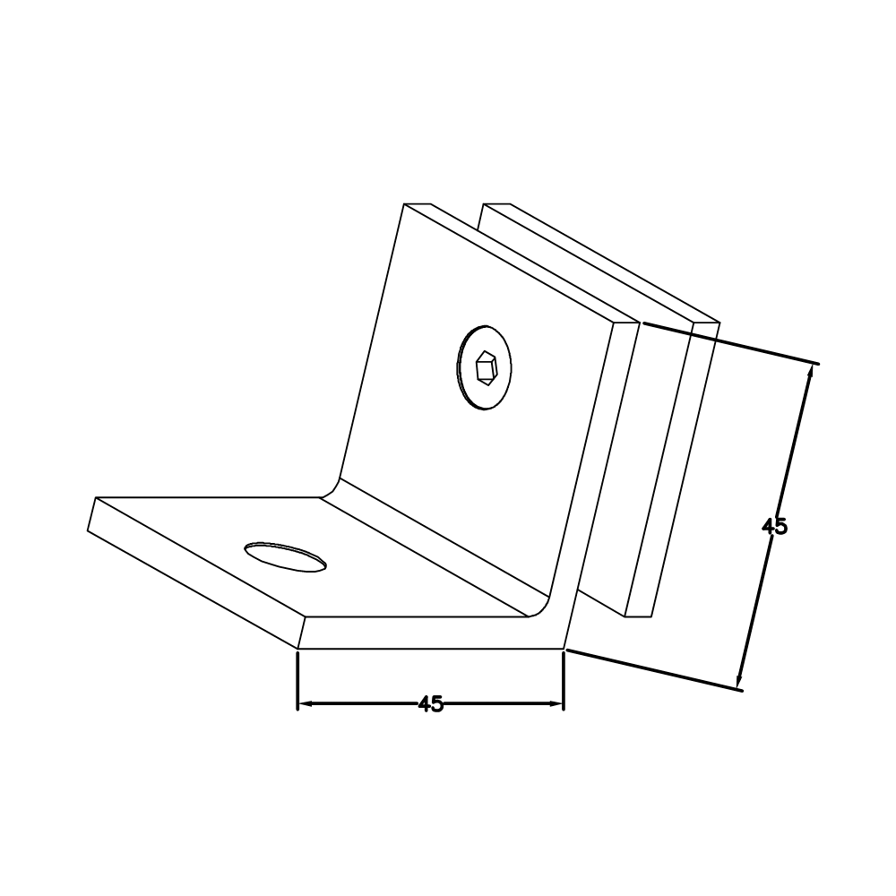 MICRO BRACKET GLASS TO WALL MECHANICAL FIXING 90 Degrees - Chrome
