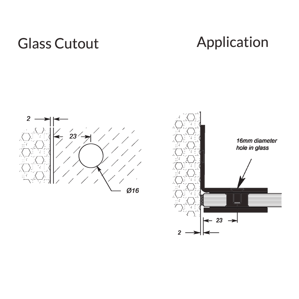 MICRO BRACKET GLASS TO WALL MECHANICAL FIXING 90 Degrees - Chrome