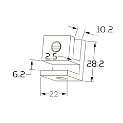 SHOWER GLASS HEADER BAR OVERPANEL FITTING SQUARE 10MM/6MM - Chrome
