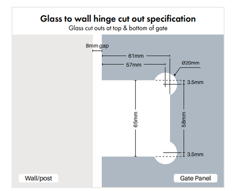 White Polaris Soft Close Hinge POLARIS 125 GLASS TO WALL, POOL FENCE HINGE