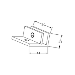 Frameless shower glass U BRACKET SQUARE WITH HORIZONTAL LEG 10mm glass - Matt Black