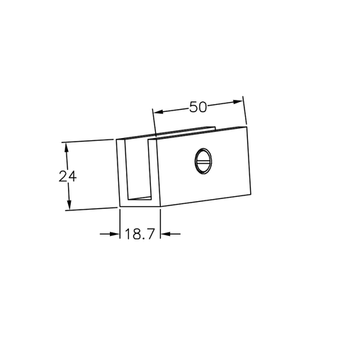 Frameless shower glass U BRACKET SQUARE  10mm glass - Rose Gold