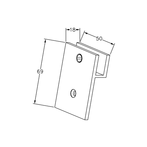 Frameless shower glass U BRACKET SQUARE WITH VERTICAL LEG - Chrome