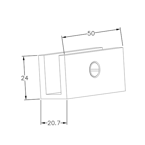 SHOWER SCREEN GLASS U BRACKET SQUARE 12MM GLASS - Chrome