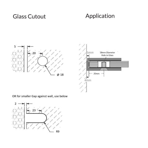 Frameless shower glass U BRACKET GLASS TO WALL MECHANICAL FIXING 90 DEGREE - Matt Black