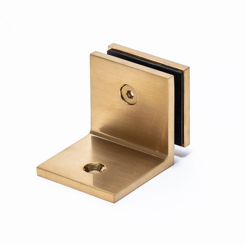 Frameless shower glass BRACKET SQUARE GLASS TO WALL 90 DEGREE - Brushed Brass