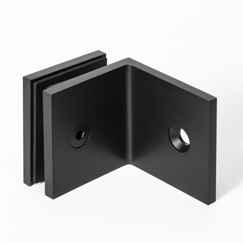 Frameless shower glass BRACKET SQUARE GLASS TO WALL 90 DEGREE - Matt Black