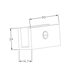 Frameless shower glass U BRACKET SQUARE 6MM GLASS - Chrome