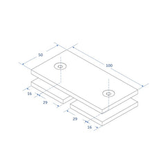 Frameless shower glass BRACKET SQUARE GLASS TO GLASS 180 Degrees