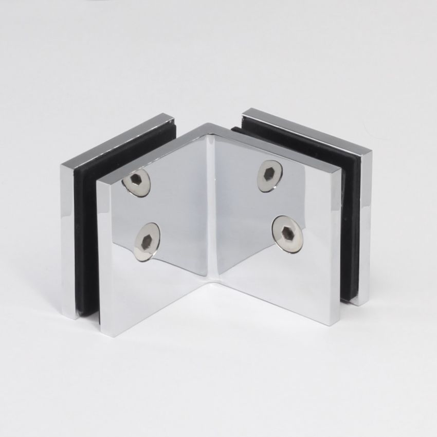 Frameless shower glass BRACKET SQUARE GLASS TO GLASS 90 DEGREE - Chrome