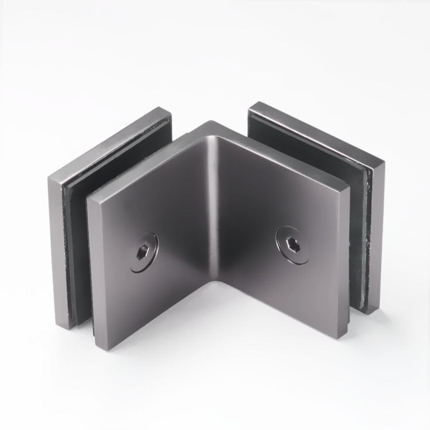 Frameless shower glass BRACKET SQUARE GLASS TO GLASS 90 DEGREE - Gunmetal Grey