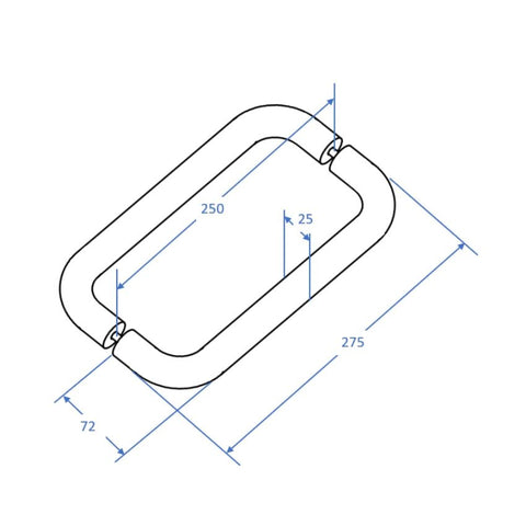 HANDLE ROUND D 275X25 250MM CTC - Matt Black