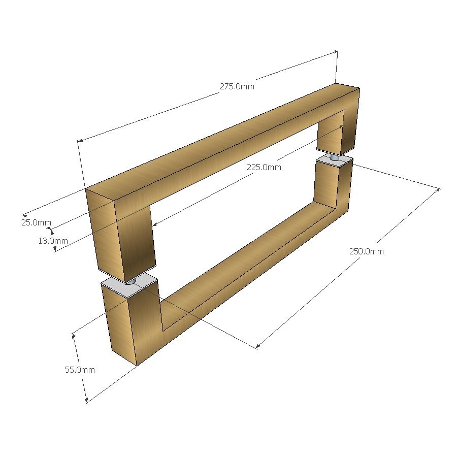 SHOWER HANDLE RECTANGULAR D 275X25X13 250MM CTC