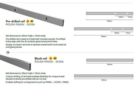 Sliding Shower Screen Rail  (Frameless, Stal System)