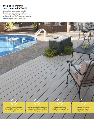 Trex™ Groove Board, Composite deck board, 95% recycled.  25 year warranty