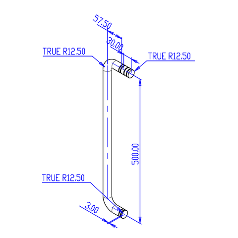 SHOWER DOOR HANDLE TOWEL RAIL 500MM