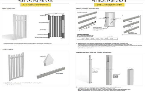 White PVC Vertical paling gate 1205mm x 1850mm, picket fence gate, 7 Year Warranty